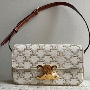 Celine shoulder bag in Triomphe canvas and calfskin